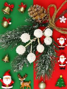 1‌Pc/5pcs Artificial Berry Pinecone Picks - UV Resistant Faux Red Berries With Cones, Christmas Tree Decorations & DIY Wreath Making, Valentine's Day Gifts & Winter Home Decor (Rustic Farmhouse Style)‌ ﻿ - Multicolor - View 3