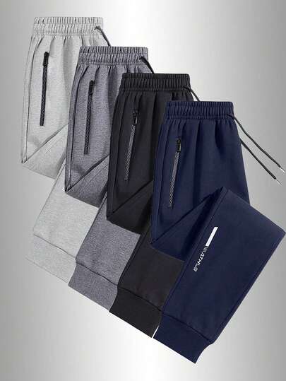 Men's Casual Trousers For Spring, Summer, Autumn And Winter, With Pockets And Zippers, Suitable For Daily Outings, Sports, Running, Hiking, Traveling And Casual Wear