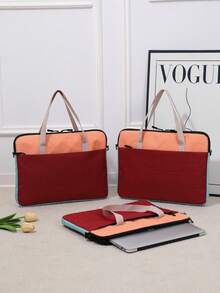 New Dopamine Color Men's Briefcase, Ultra-Thin Laptop Bag, Business Large Capacity Notebook Sleeve, Casual Solid Color Handbag