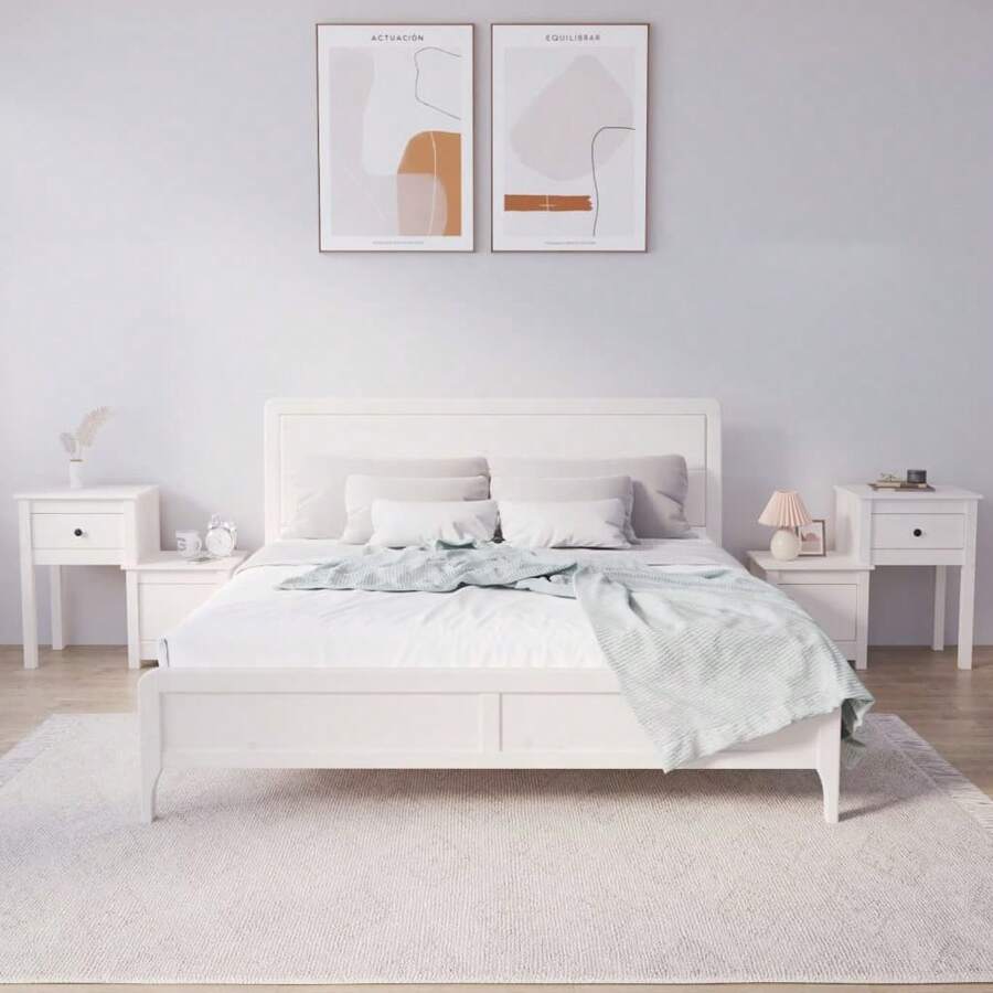 vidaXL 2 Stück Nachttische Weiß 79,5x38x65,5 Cm Massivholz Kiefer