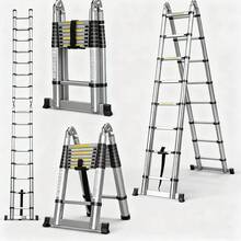 LMstarz Scala Pieghevole Telescopica Da 5 Meters (2.5 M + 2.5 M) And Da 3.8 M/2.6 M, Scale Pieghevole In A Format, Scale Pieghevole In Acciaio Inossidabile, Telescopica, Portable, With Portata Di 150 Kg, Resistant To Weight And All'umidità, Scale Multifunctional Antiscivolo, Ideal For Lavori Di Manutenzione Domestica All'aperto. - 銀色 - 查看 1