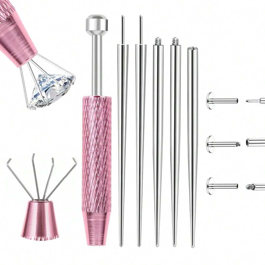 Cone Tipped Piercing Pliers Tool, For Jewelry Replacement - Flat Base Earring Piercer, Ear Nose Lip Piercing Kit