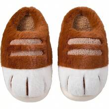 Plush Cat Paw Slippers,Non-Slip Soles, Cozy And Cute SlippersChristmas - A-棕色 - 查看 10