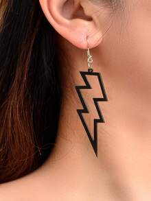 Lightning Drop Earrings - Black - View 2