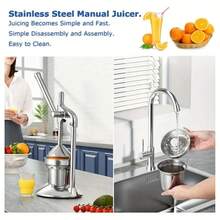 1pc Heavy - Duty Manual Juicer, Stainless Steel Material, Durable Citrus Juice Extractor; Sleek & Modern Style, Silver Color, Vertical Press Shape With Ergonomic Handle, Stable Heavy Base, Easy - To - Clean Design Detail. Ideal For Efficiently Squeezing Juices From Oranges, Lemons, Grapefruits And More. Kitchen Essential Perfect For Home Use, Kitchen Prep, Making Fresh Juices For Summer Drinks, Daily Health & Great As A Gift For Cooking Enthusiasts, Health - Conscious People On Birthdays, Christmas - Bạc - Xem 6