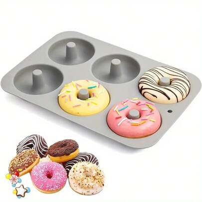 1/2 件硅胶甜甜圈模具（适用于 6 个甜甜圈）、E 硅胶松饼盘、不粘、可用洗碗机清洗、耐热