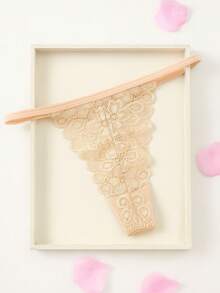 Kit com 5 Calcinhas de Renda Fio Dental com Regulagem Duplo Sensual de Renda Lingerie Feminina - Cores variadas - Multicolorido - Visão 6