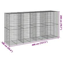 vidaXL Gabione Mit Deckel 400x100x200 Cm, Verzinktes Eisen - Silver - View 7