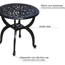Mesa auxiliar de aluminio fundido para exteriores, redonda, pequeña, todo clima, mesa de café para patio, parque, césped, jardín (53 bronce) - 18,5" Negro - Ver 8