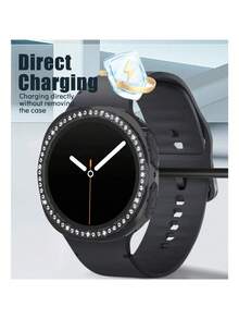 4pcs Shiny Diamond Protective Case, Suitable For Galaxy Watch 8 Screen Protector (40/44mm, Women's), Glitter Rhinestone Hard PC Frame Protective Cover, Fit For Galaxy Watch 8 Protective Case (40/44mm) & Accessories - Galaxy Watch8 44mm - View 4