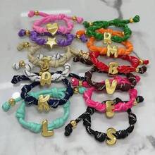 Hạt nối 26 chữ cái mạ vàng 18K, vòng tay tự làm thắt nút dành cho nữ, trang sức thời trang, quà tặng. - Vàng - Xem 7