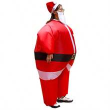 Adult Christmas Creative Santa Claus Holding Inflatable Clothes Unique Christmas Atmosphere Party Performance Photo Check In Point