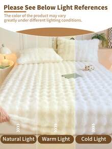 1件法兰绒泡泡床笠，床上用品，舒适家纺，柔软床垫套，纯色床笠，深口袋设计，仅含床笠（不含枕套），可机洗，床上用品礼品，适用于单人床、双人床、大号床、特大号床，适合秋冬季节，房间装饰，冬季装饰 - 白色 - 查看 7