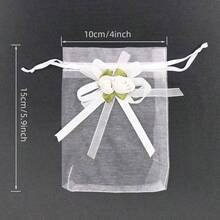 10pcs,White Rose-Colored Organza Gift Bag, Wedding Small Gift Bag, Jewelry Bag With Drawstring, Suitable For Romantic Party Wedding Gift Packaging
