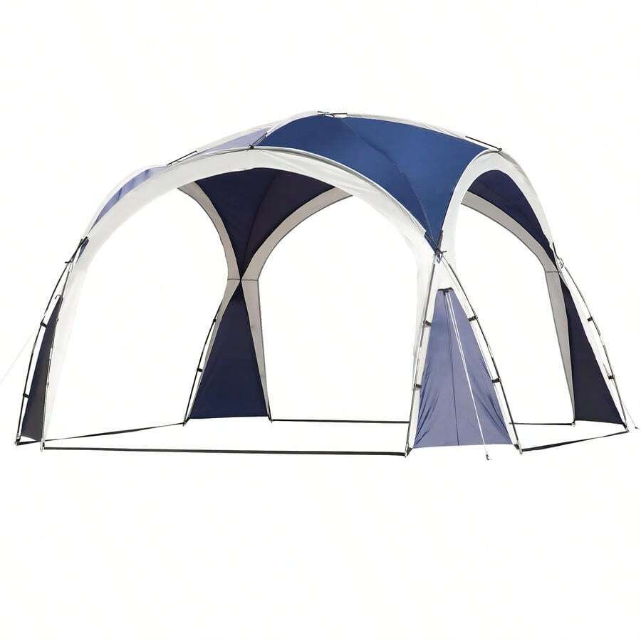 Kuppelzelt für 6-8 Personen, Pavillon, Schutz vor Sonne und Nieselregen, 3,5 x 3,5 x 2,22 m, Blau-XY474265