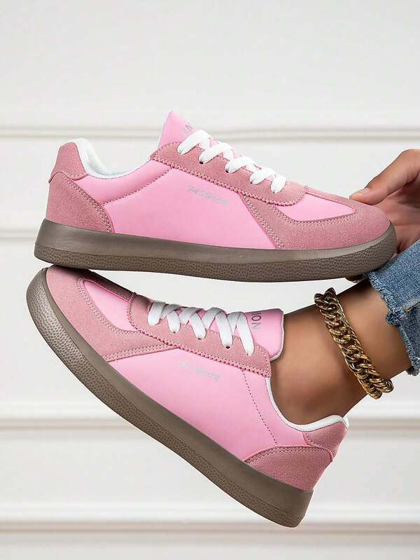 Plus Size Women's Korean Style Casual Low-Top Sneakers, American Minimalist Design, Daily Wear Small White Shoes, Suitable For Travel And Walking, Size 36-43, Black, Khaki