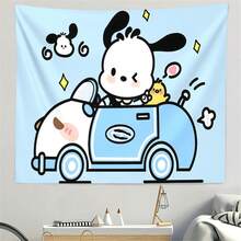 Sanrio 1 pièce Tapisserie imprimée de personnage kawaii - Grande, suspension murale vibrante avec design Hello chat & Friends, fond rose avec cupcakes et cœurs, parfait pour la décoration de la chambre, du salon ou de la chambre d'étudiant, plusieurs tailles disponibles, décoration de fête d'anniversaire, cadeau parfait