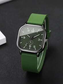 1pc Square Business Casual Outdoor Luxury Alloy Couple Quartz Watch With Stainless Steel Band, Suitable For Night Fishing, Adventure, Students, Casual Wristwatch - Multicolor - View 13