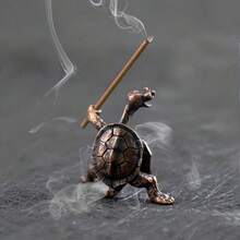 1pcs  Citruna Lemon And Coffee Fat Burner Incense Sticks Holder Incense Cone Holder Zen Brass Turtle-Shaped Incense Burner - Kung Fu Style, Creative Home Decoration, Suitable For Meditation And Aromatherapy, Durable Metal Craftsmanship, Best For Christmas, Perfect For Thanksgiving - 1pc Aromatherapy Turtle - View 1