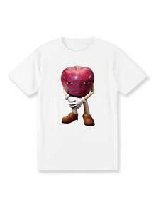 T-shirt unisexe 100% coton "Me Asf Apple" avec une pomme drôle avec un visage, mème Wapple - Blanc - Voir 1
