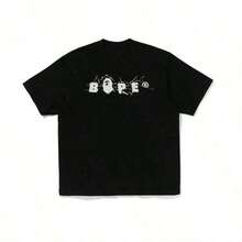 Graphic Hoodies Cotton-Shirt Percent Cotton Graphic Shirts Y2k Streetwear Graphic Tees Oversized Cute Shirts Cotton Shirt Casual Versatile Comfortable Breathable Short Sleeve High-End High-Quality Exactly Same One-To-One Reconstruction Y2K,Oversize Plus Size Men's S To 5XL,Summer Tee - 黑色 - 查看 1