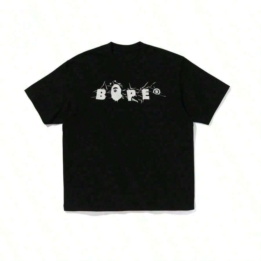 Graphic Hoodies Cotton-Shirt Percent Cotton Graphic Shirts Y2k Streetwear Graphic Tees Oversized Cute Shirts Cotton Shirt Casual Versatile Comfortable Breathable Short Sleeve High-End High-Quality Exactly Same One-To-One Reconstruction Y2K,Oversize Plus Size Men's S To 5XL,Summer Tee - 黑色 - 查看 1