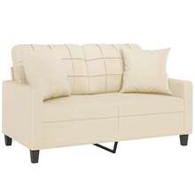 vidaXL 2-Sitzer-Sofa mit Zierkissen, creme, 120 cm, Kunstleder