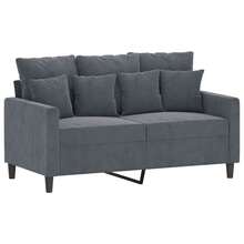 vidaXL 2-Teiliges Sofa-Set Mit Kissen, Dunkelgrau Samt - Grau - Übersicht 3