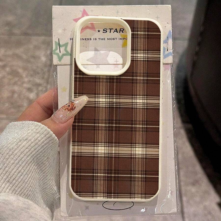 1个复古优雅格子图案TPU手机壳,兼容/Redmi/17 Pro Max,国际版,非国内版 - 白色 - 查看 1