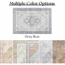 5x7 Washable Boho Neutral Vintage Rustic Earth Tone Area Rug With Rust Terracotta Pattern For Living Room, Dining Room, Bedroom - Light Tan Brown Beige, Modern Farmhouse Style - Grey Blue - View 6