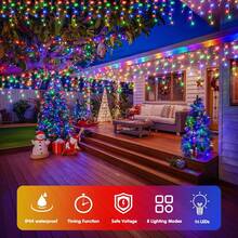 8 Modes LED Icicle Lights, 9.8ft Hanging Fairy Lights - 96 LED Icicle Lights String, USB Powered, Suitable For Indoor/Outdoor Decor, Great For Christmas, Wedding, Thanksgiving, Halloween And New Year Celebrations