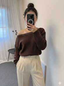 Women Sweaters - 巧克力棕 - 查看 3