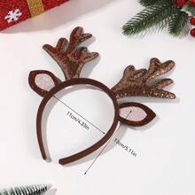 1pc Glitter Reindeer Antler Headband, Cute Deer Ear Hair Hoop, Christmas Party Festival Costume Accessory - Multicolor - View 6