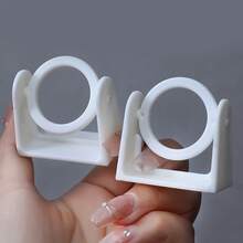 مثبت تلسكوبي دوار 360 درجة 2 قطعة ، خطاف لاصق قوي غير مثقب لعصا وردهة مناشف الحمام إطار ستارة الدش ، قابض تلسكوبي ، قابض إصلاح الستائر ، سُند لاصق بشكل حلقة دائرية - مثالي لأعمدة المناشف وستائر الدش