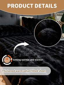 1pc Flannel Fitted Sheet, Bedding, Cozy Home Textile, Soft-Comfortable Mattress Cover, Solid Color Sheet, Deep Pocket, Bed Sheet Only-Without Pillowcase, Machine Washable, Bedding Gifts, Fits For Twin Full King Queen Size Beds, Suitable For Fall And Winter, Room Decor, Winter Decor - 黑色 - 查看 6
