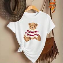 WOMEN'S T-SHIRT PREMIUM COTTON COMFORT SHORT SLEEVE T-SHIRT - 白色 - 查看 1