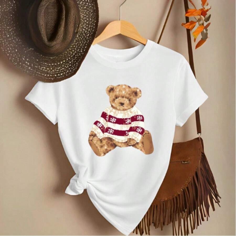 WOMEN'S T-SHIRT PREMIUM COTTON COMFORT SHORT SLEEVE T-SHIRT - 白色 - 查看 1