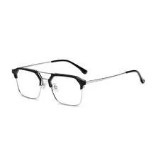 Unisex Square Aviator Glasses Frame Anti Blue Light Protection - 黑色 - 查看 2