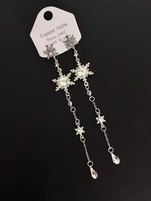 زوج من أقراط الثلج المرصعة بالزركونيا والشرابات الطويلة، تصميم فاخر وأنيق للنساء، مناسب للخريف والشتاء