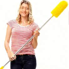 1 Set ausziehbarer, extrafein fasriger Staubwedel, wiederverwendbar, waschbar, biegsam mit teleskopischem Griff, geeignet für Zuhause und Büro - ideal zum Reinigen von Deckenventillatoren, Fenster und Möbeln. Extrafein faseriger ausziehbarer manueller Staubreiniger für Klimaanlage, Federn, Auto und Möbel zu Hause