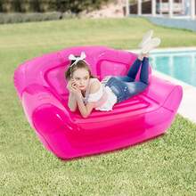Inflatable Clear Pink Double Person Sofa Blow UP Chairs Portable Camping Yard Couchs Inflatable Patio Furniture - Red - View 3