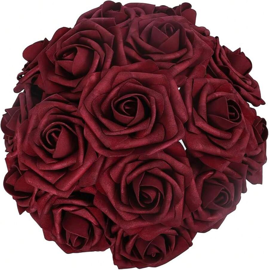 50pcs Artificial Flower,Real Touch Artificial Foam Roses Decoration DIY ...