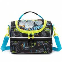 男童保温午餐包，配有可调节肩带，双层保温午餐盒，适合上学使用。 - 雙層午餐包-斜背包/雙肩包 - 查看 7