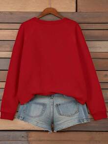 Women Winter ClothesLUNE Women's Merry & Bright Christmas Trees Print Sweatshirt For New Year ClothesLoose And Comfortablesweaters For Women - 紅色2 - 查看 2