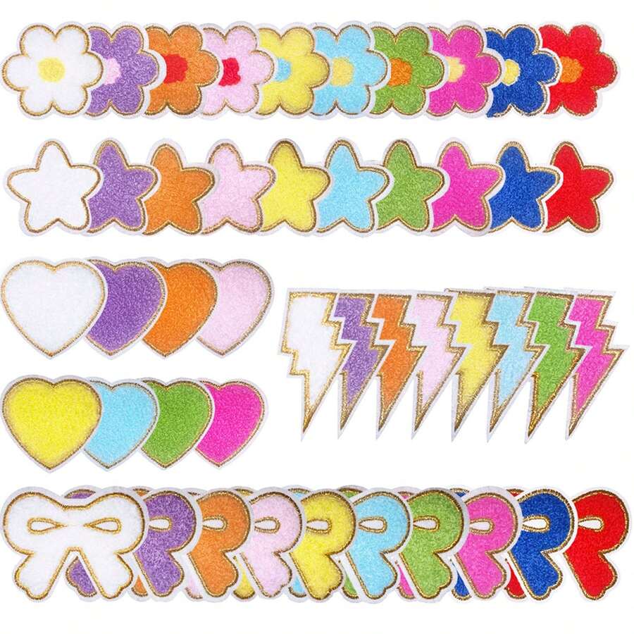 7/18/24/28 件可爱图案雪尼尔缝纫/熨烫补丁,服装配饰,用于衣服、夹克、帽子、书籍、包包 - DIY 刺绣布贴 - 多色 - 查看 1