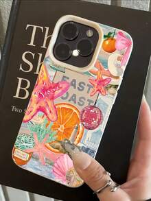 1pc Beach Starfish & Fruit Pattern Matte Anti-Fall TPU Phone Case, Compatible With IPhone 17, 16, 15, 14, 13, 12, 11 Pro Max And Galaxy A55/54/53/52/51, S25/24/23/22/21 Series - Multicolor - View 4