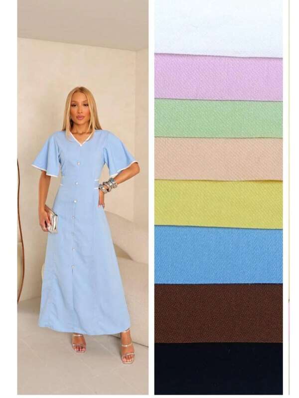 Vestido Longo Feminino Com Manga Babado e Botões  – Tecido Sensorial Macio, Elegante e Confortável, Tamanho Único que Veste do 38 ao 42