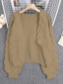 女装秋冬时尚休闲通勤罗纹宽松外套针织长袖常规宽松修身针织短款开衫外套，流行宽松款式手工粗针钩针加厚针织开衫外套毛衣上衣，毛衣开衫，流行撞色，外套，返校服，