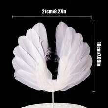 زينة كعكة عيد الميلاد بأجنحة ملاك من الريش، أبيض وزهري وأسود، ديكورات لحفلات عيد الميلاد والزفاف والهالوين والأعياد والذكرى السنوية