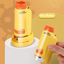 IUJWDA Microscopio Portátil para Niños, Juguete microscopio portátil de Mano, Microscopio de Bolsillo con Aumento 60X-180X, con luz LED Flexible de Alto Brillo, para Niños y Adultos (Blanco) - Amarillo - Ver 5